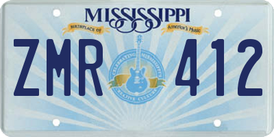 MS license plate ZMR412