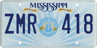 MS license plate ZMR418