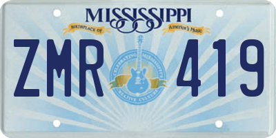 MS license plate ZMR419