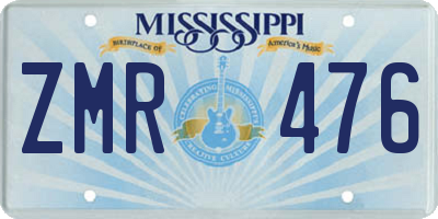 MS license plate ZMR476
