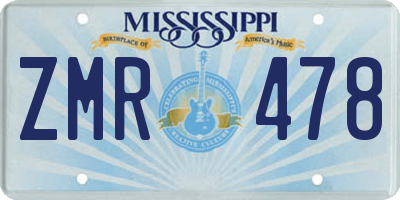 MS license plate ZMR478