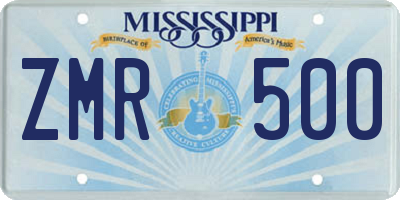MS license plate ZMR500