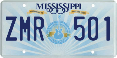 MS license plate ZMR501
