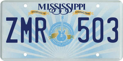MS license plate ZMR503