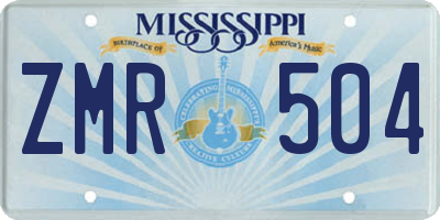 MS license plate ZMR504