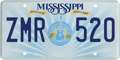MS license plate ZMR520