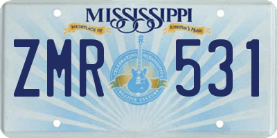 MS license plate ZMR531