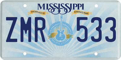 MS license plate ZMR533