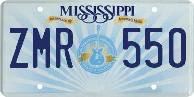 MS license plate ZMR550