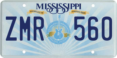 MS license plate ZMR560