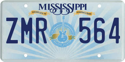 MS license plate ZMR564