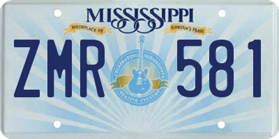 MS license plate ZMR581