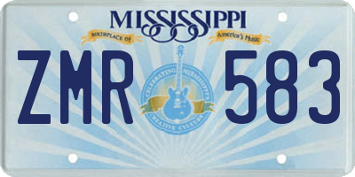 MS license plate ZMR583