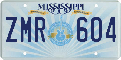 MS license plate ZMR604