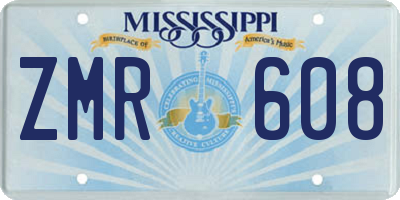 MS license plate ZMR608