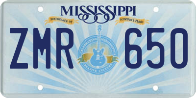 MS license plate ZMR650