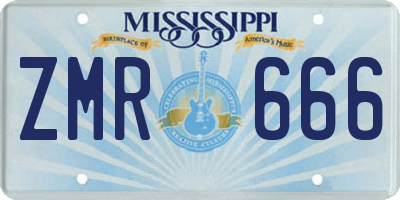 MS license plate ZMR666