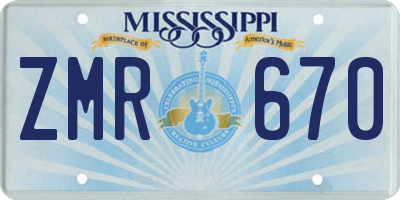 MS license plate ZMR670