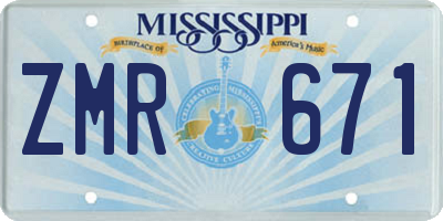 MS license plate ZMR671