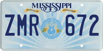 MS license plate ZMR672