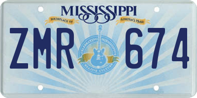 MS license plate ZMR674