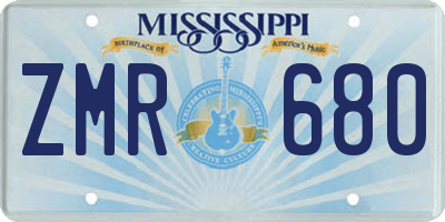 MS license plate ZMR680