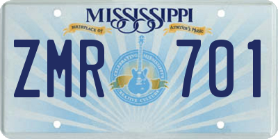 MS license plate ZMR701