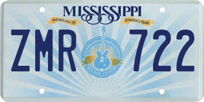 MS license plate ZMR722