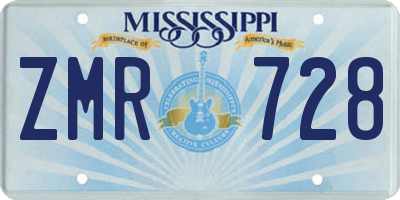 MS license plate ZMR728