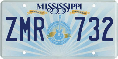 MS license plate ZMR732