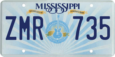 MS license plate ZMR735