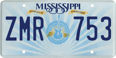 MS license plate ZMR753