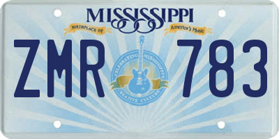 MS license plate ZMR783