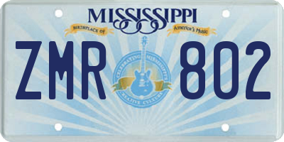 MS license plate ZMR802