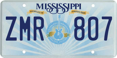 MS license plate ZMR807