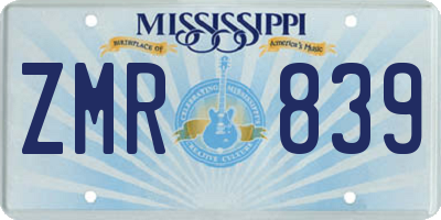 MS license plate ZMR839
