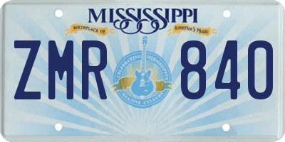 MS license plate ZMR840