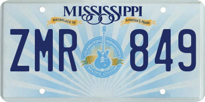 MS license plate ZMR849