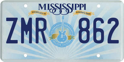 MS license plate ZMR862