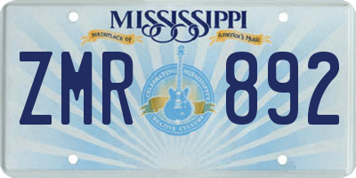 MS license plate ZMR892