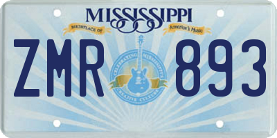 MS license plate ZMR893