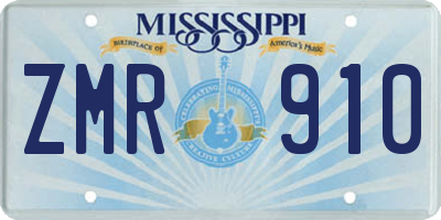 MS license plate ZMR910