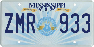 MS license plate ZMR933