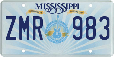 MS license plate ZMR983