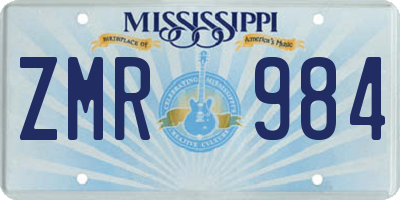 MS license plate ZMR984