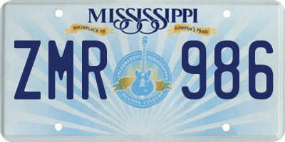 MS license plate ZMR986