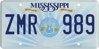 MS license plate ZMR989