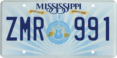 MS license plate ZMR991