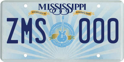 MS license plate ZMS000