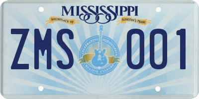 MS license plate ZMS001